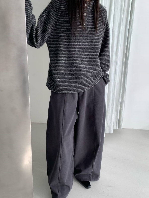 韓 三釦細條文上衣 4色