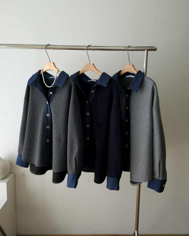 韓 藍領短版襯衫 3色