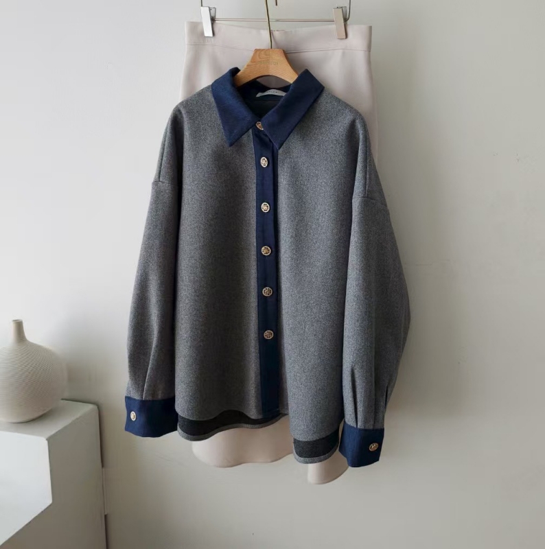 韓 藍領短版襯衫 3色