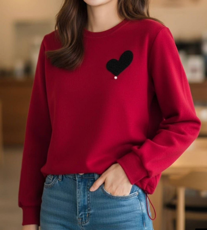 韓 愛心小珍珠上衣 3色 size