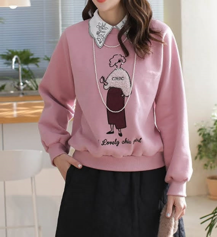 韓 戴珍珠女生上衣 3色 size