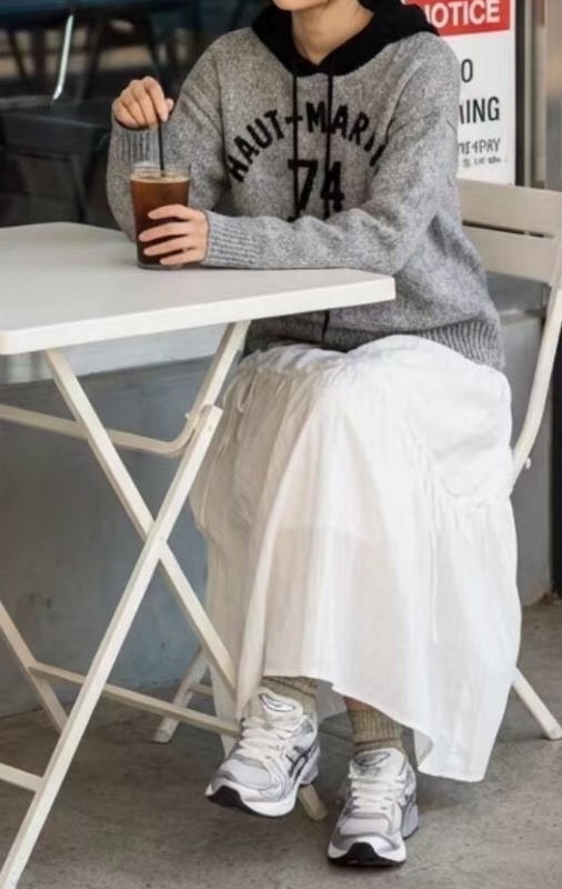 韓 配色連帽針織上衣 3色