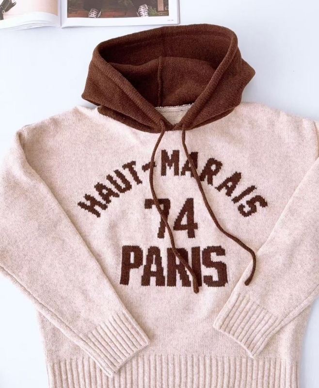 韓 配色連帽針織上衣 3色