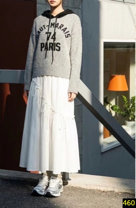 韓 配色連帽針織上衣 3色