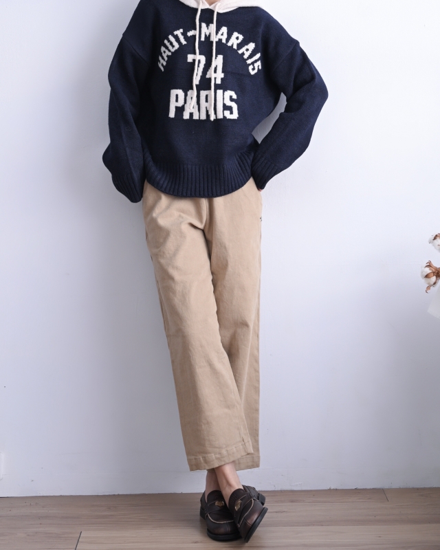 韓 配色連帽針織上衣 3色