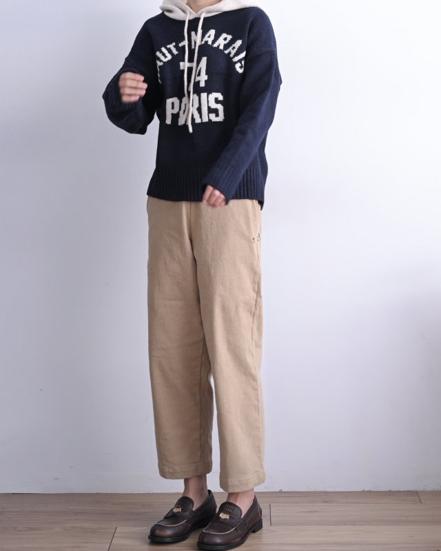 韓 配色連帽針織上衣 3色