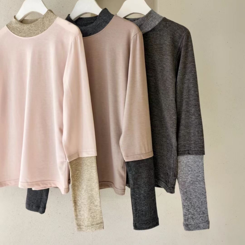 韓 假兩件式配色上衣 3色