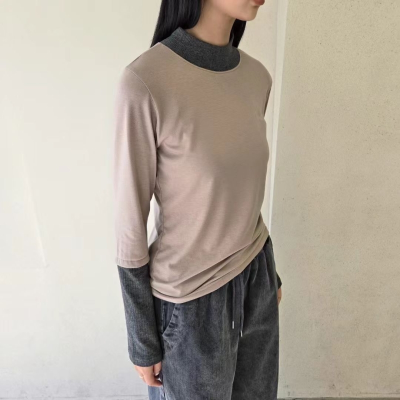 韓 假兩件式配色上衣 3色