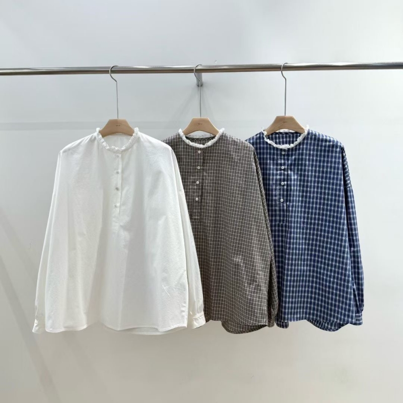 韓 皺皺小領上衣 3色