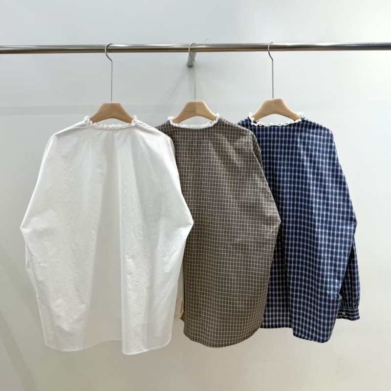 韓 皺皺小領上衣 3色