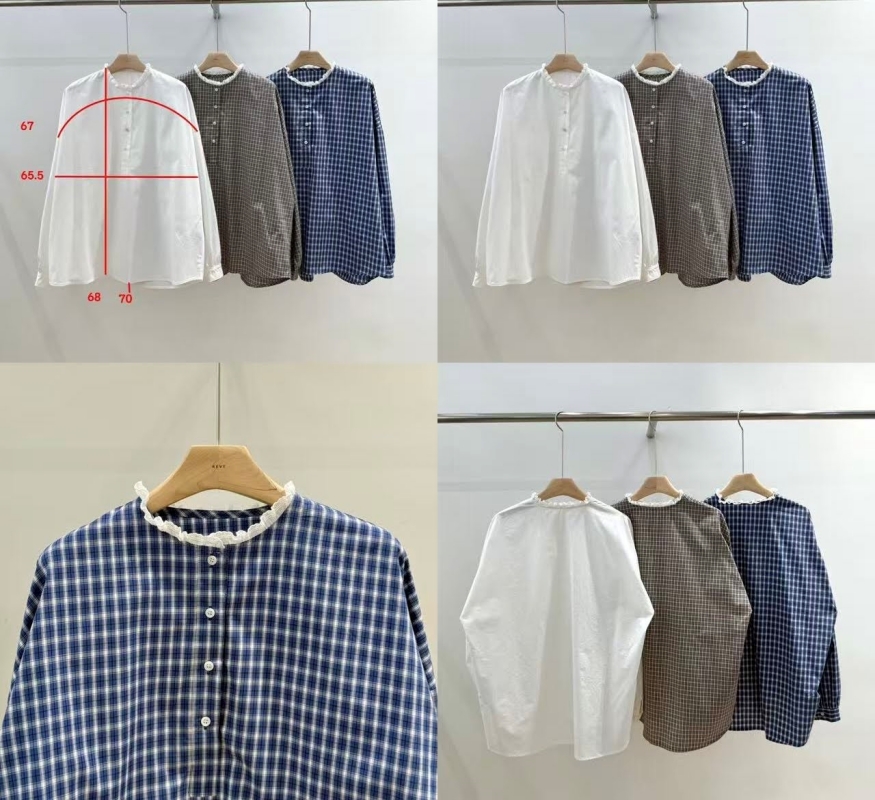 韓 皺皺小領上衣 3色