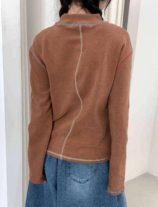 韓 配色外縫線上衣 5色 size