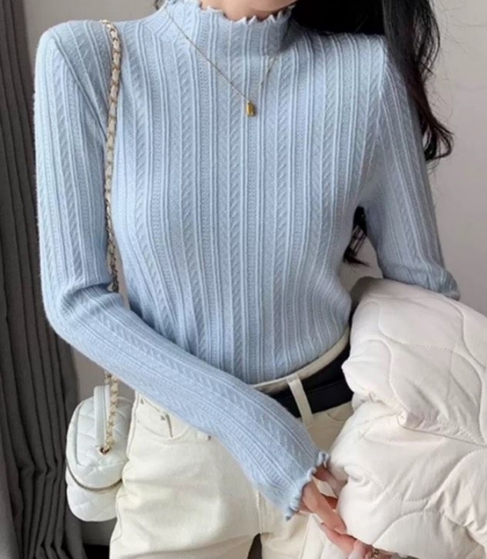 韓 小高領人字紋上衣 3色 size