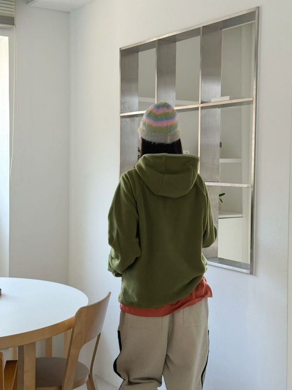 韓 滾邊配色連帽上衣 3色 size