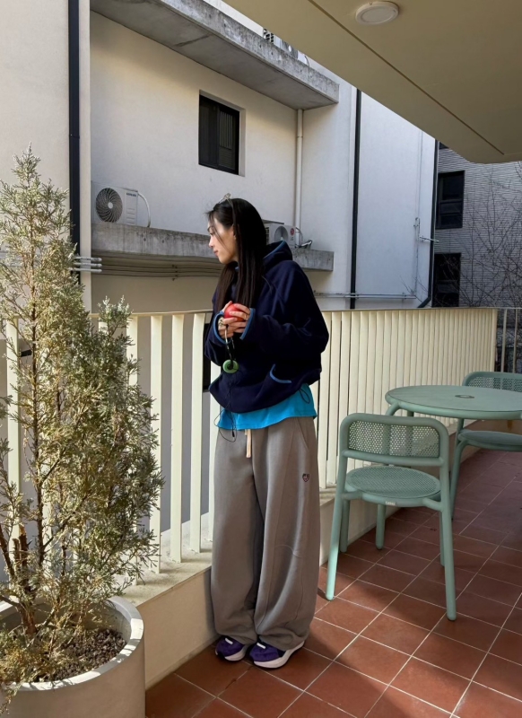 韓 滾邊配色連帽上衣 3色 size