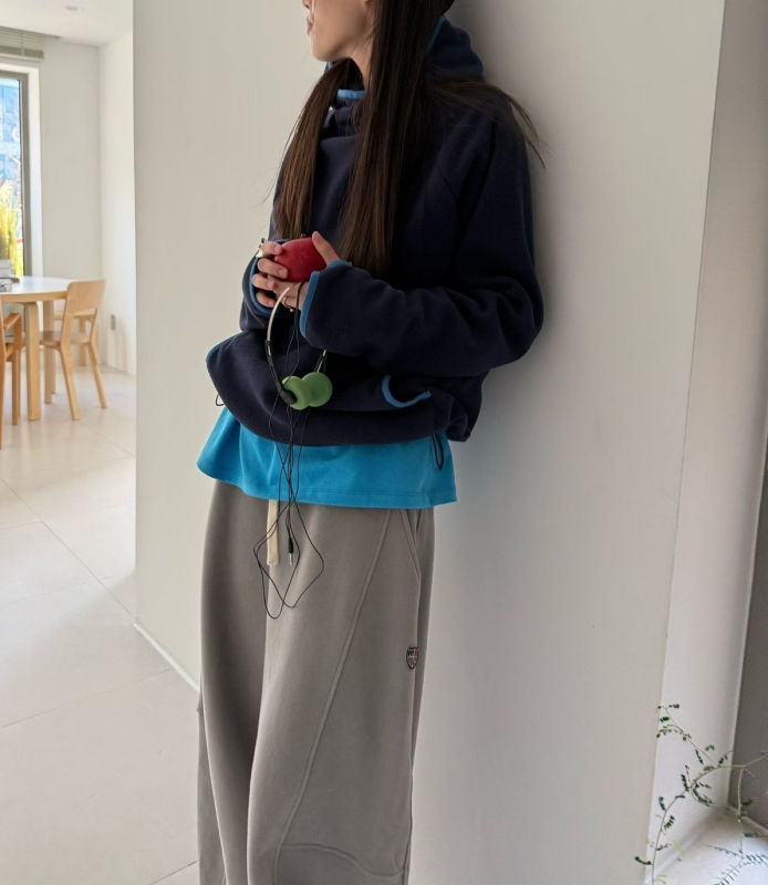 韓 滾邊配色連帽上衣 3色 size