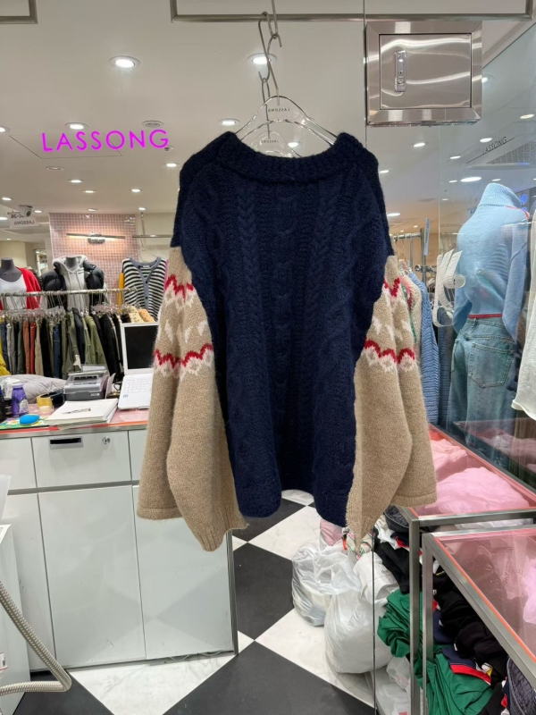 韓 麻花圖騰寬袖上衣 2色 size