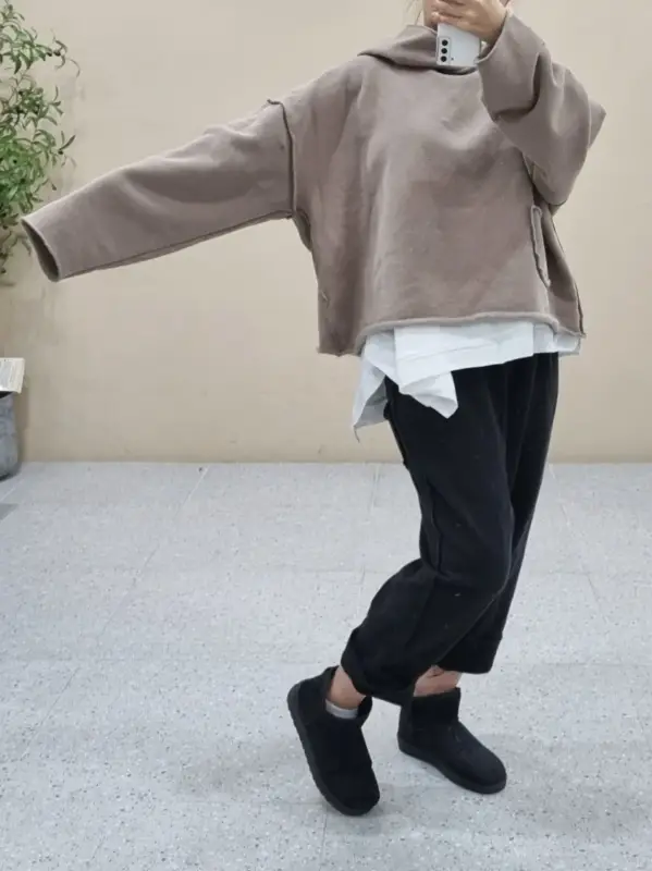 韓 單口袋連帽上衣 3色