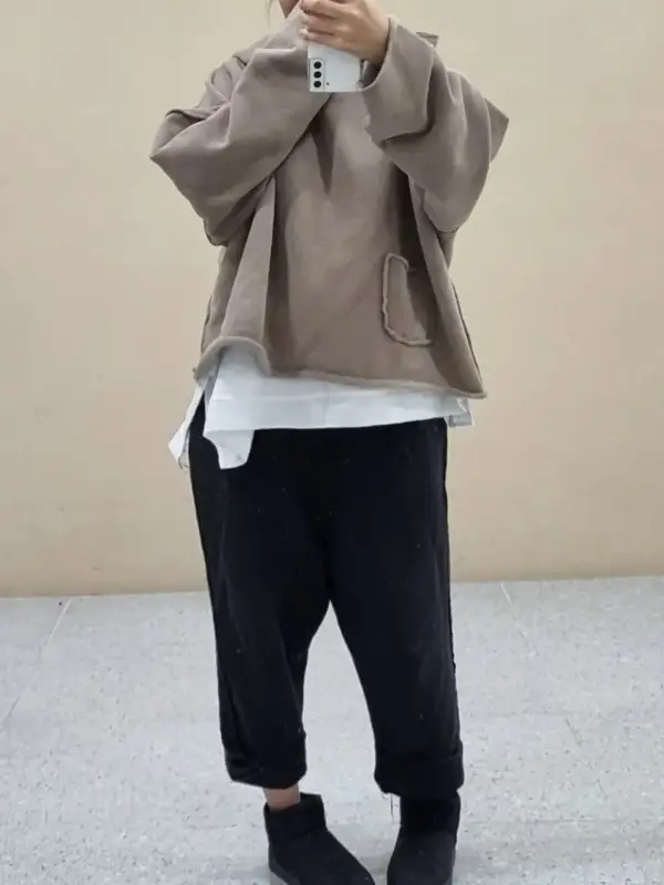 韓 單口袋連帽上衣 3色