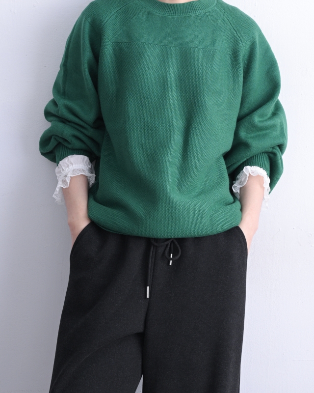 韓 圓領剪接針織上衣 5色 size