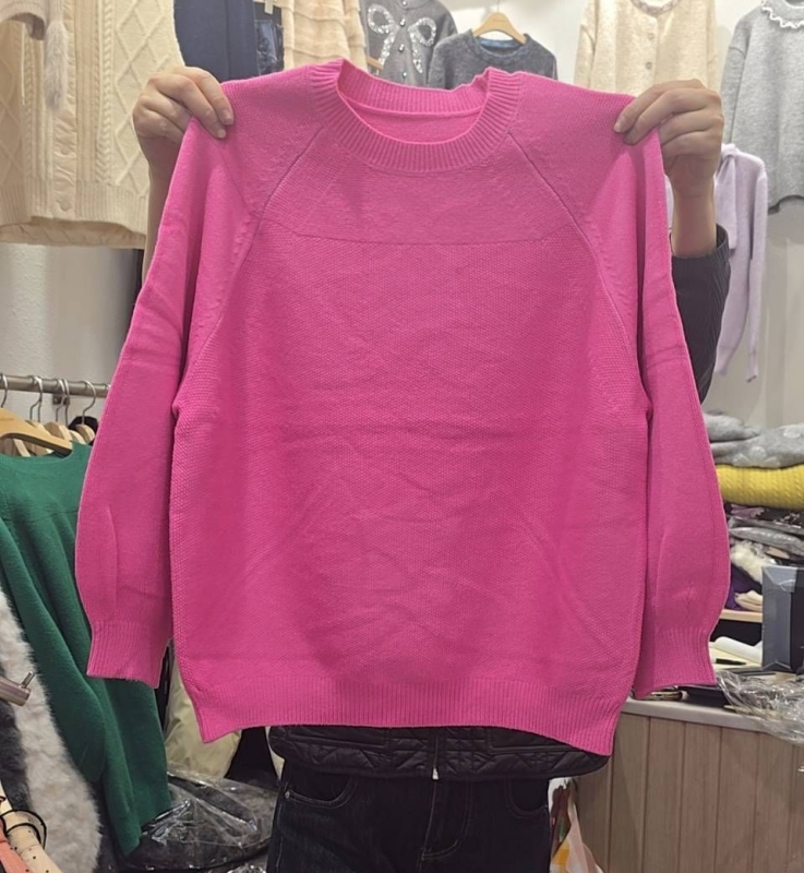 韓 圓領剪接針織上衣 5色 size