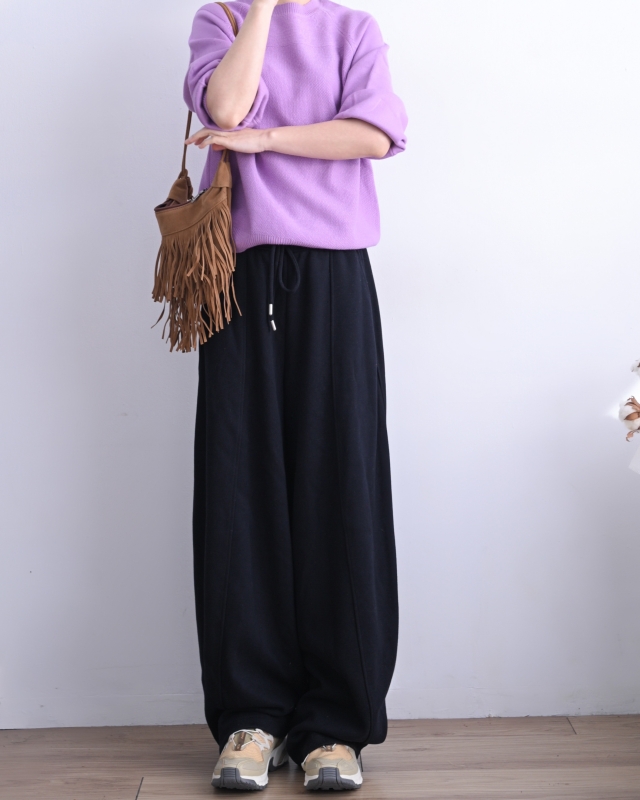 韓 圓領剪接針織上衣 5色 size