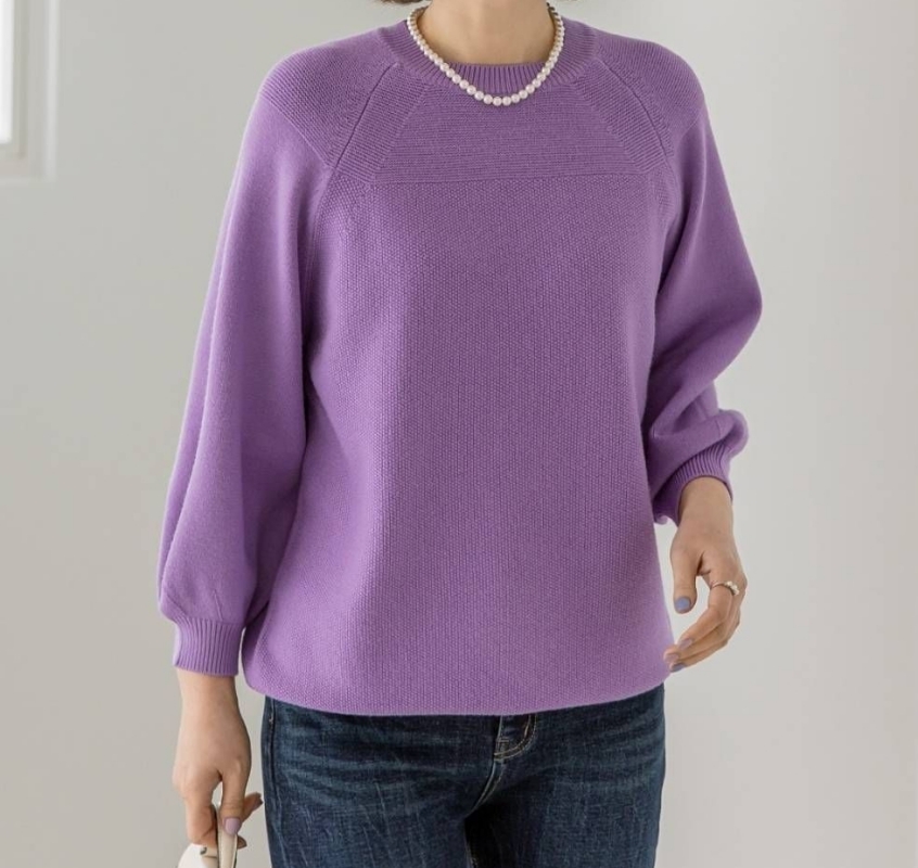 韓 圓領剪接針織上衣 5色 size