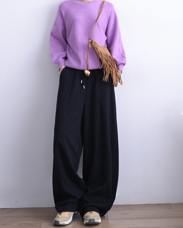 韓 圓領剪接針織上衣 5色 size