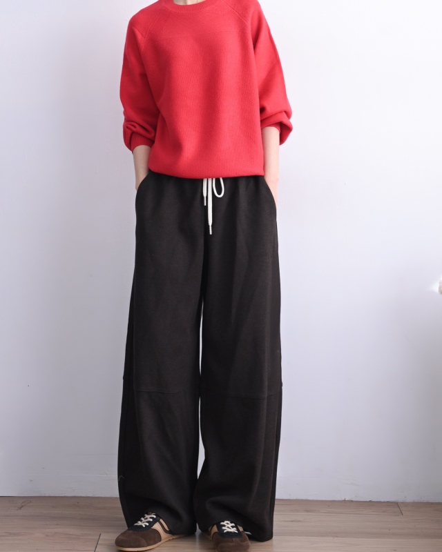 韓 圓領剪接針織上衣 5色 size