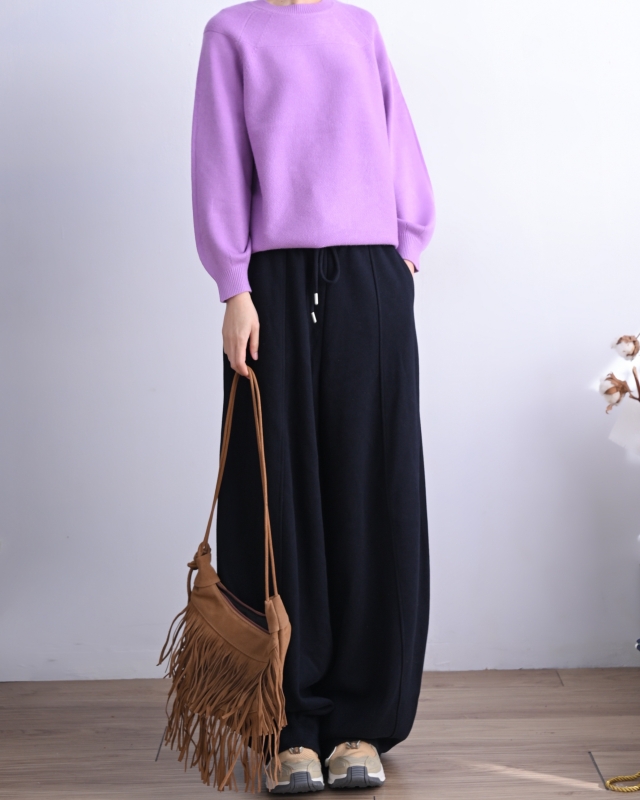 韓 圓領剪接針織上衣 5色 size