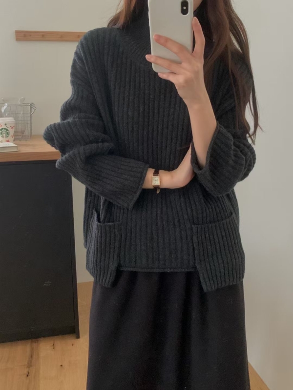 韓  凸口袋上衣 2色