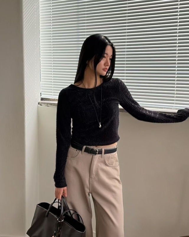 韓 小露背上衣 2色