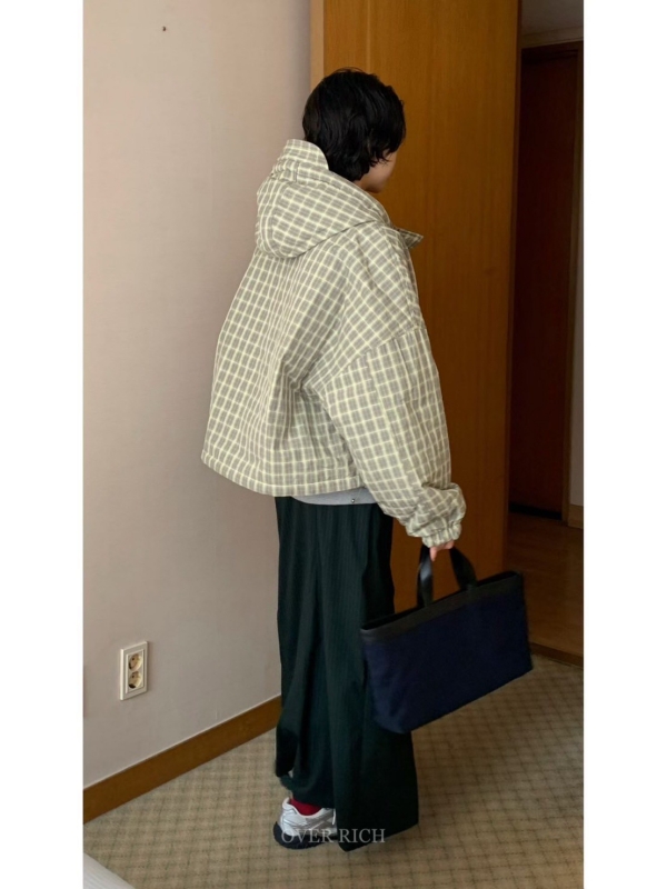 韓 兩面穿小格紋外套 2色