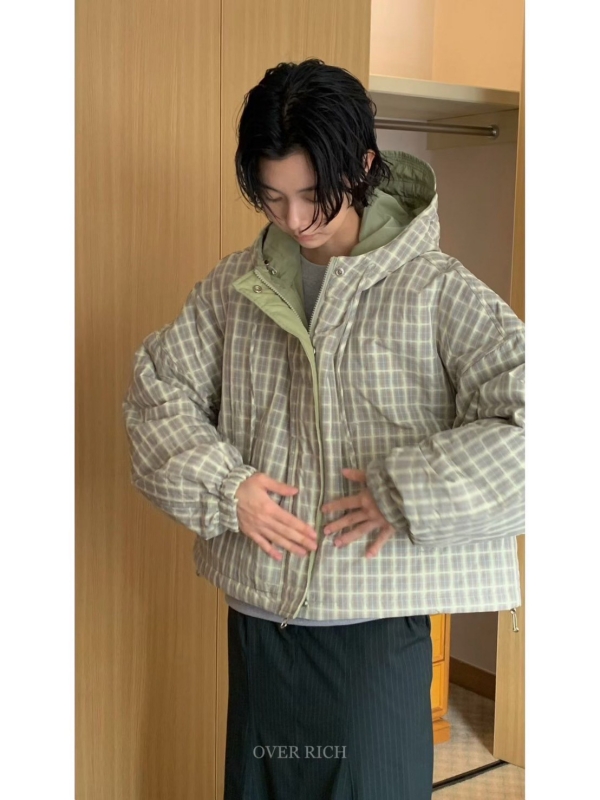 韓 兩面穿小格紋外套 2色