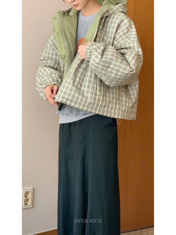 韓 兩面穿小格紋外套 2色