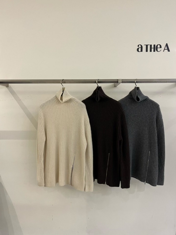 韓 下拉鍊高領上衣 3色