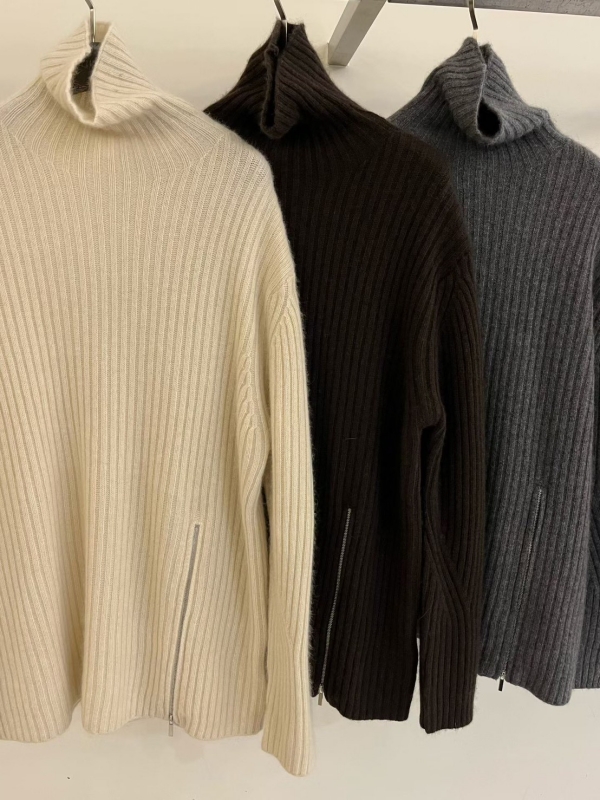 韓 下拉鍊高領上衣 3色