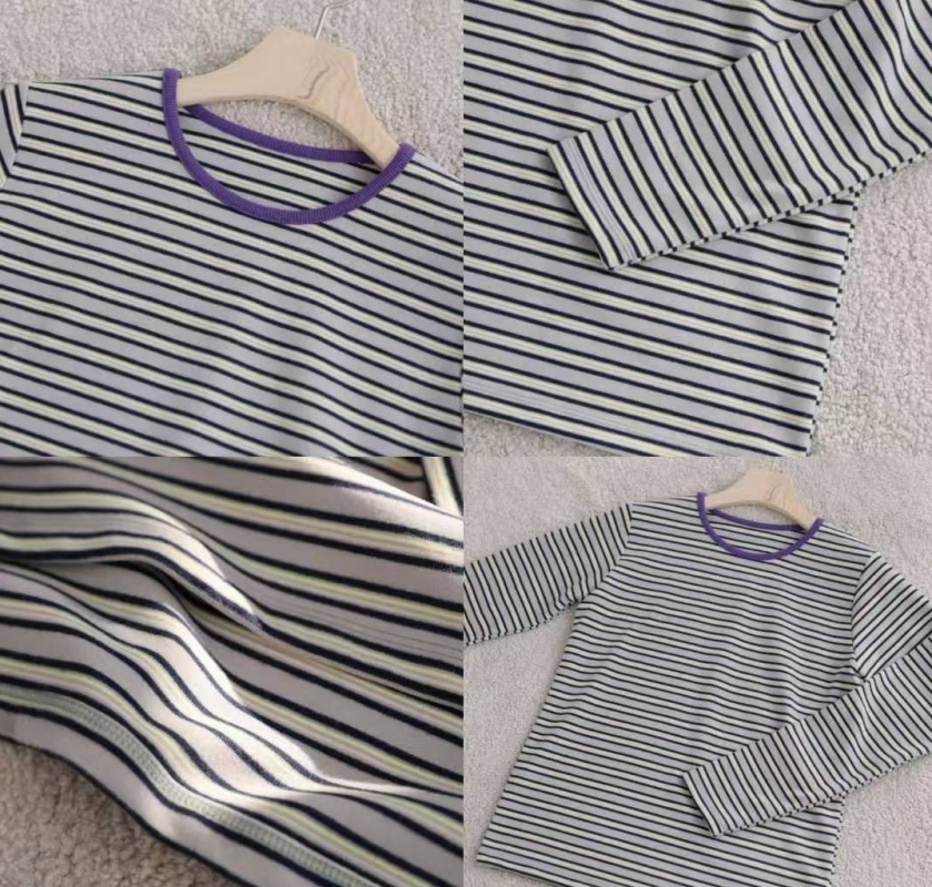 韓 Q彈條文上衣 2色 size