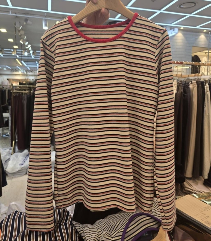 韓 Q彈條文上衣 2色 size