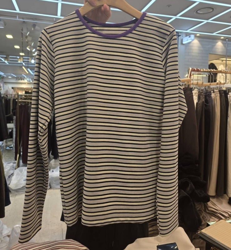 韓 Q彈條文上衣 2色 size