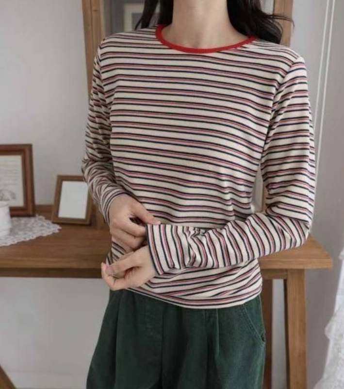 韓 Q彈條文上衣 2色 size