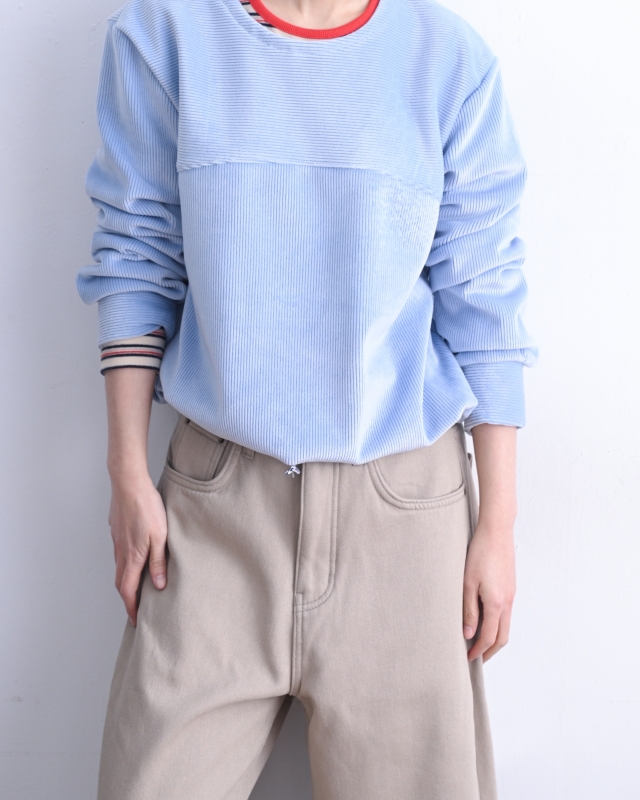 韓 下綁帶條絨上衣 2色 size