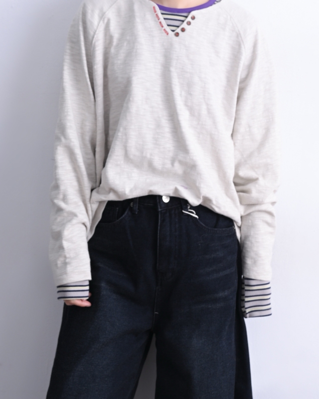 韓 小V小釦上衣 3色 size