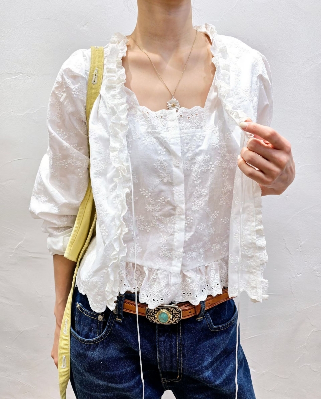 韓 假兩件式捲捲領上衣 2色