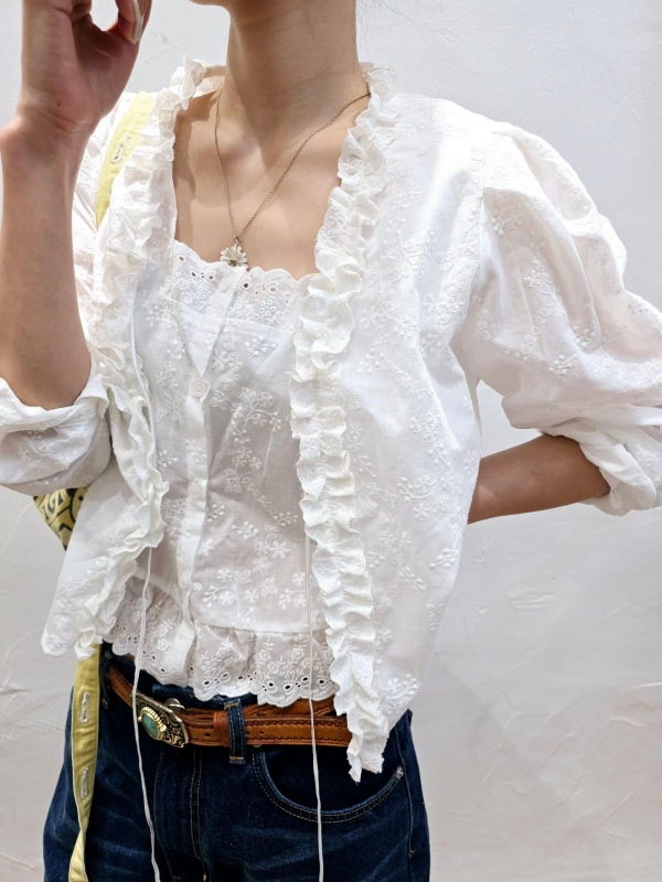 韓 假兩件式捲捲領上衣 2色