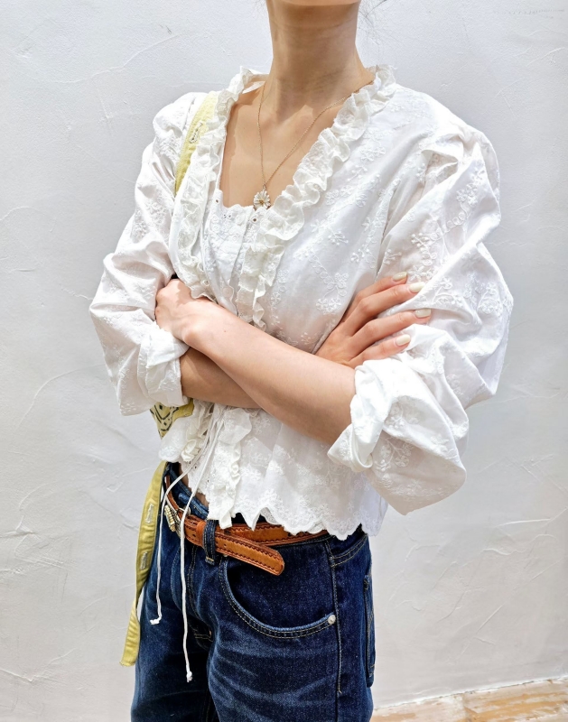 韓 假兩件式捲捲領上衣 2色