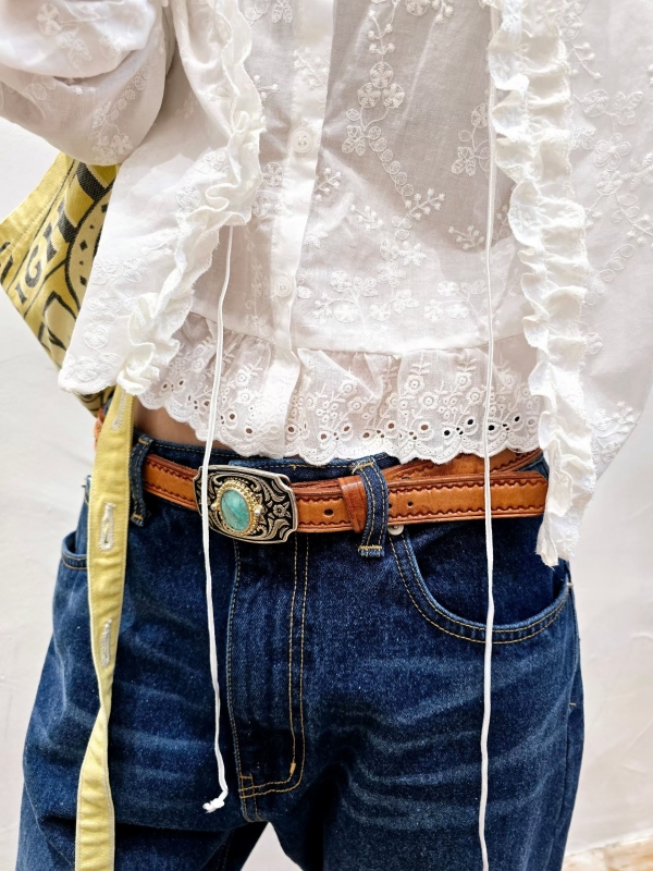 韓 假兩件式捲捲領上衣 2色