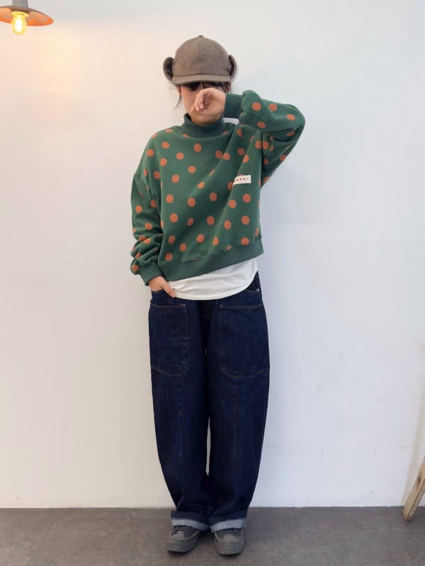 韓 小高領點點上衣 3色