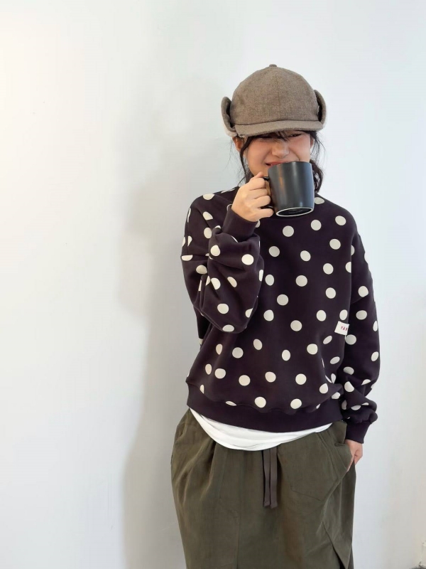韓 小高領點點上衣 3色