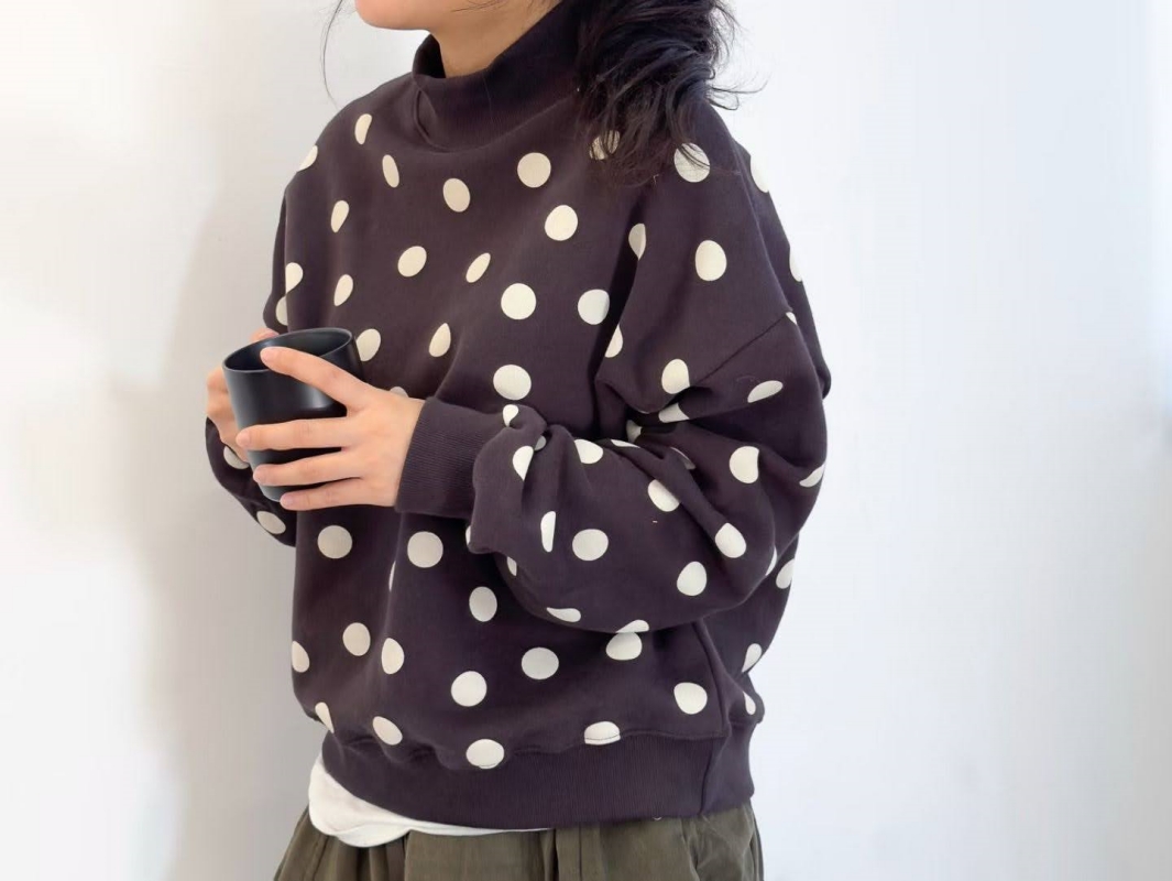 韓 小高領點點上衣 3色